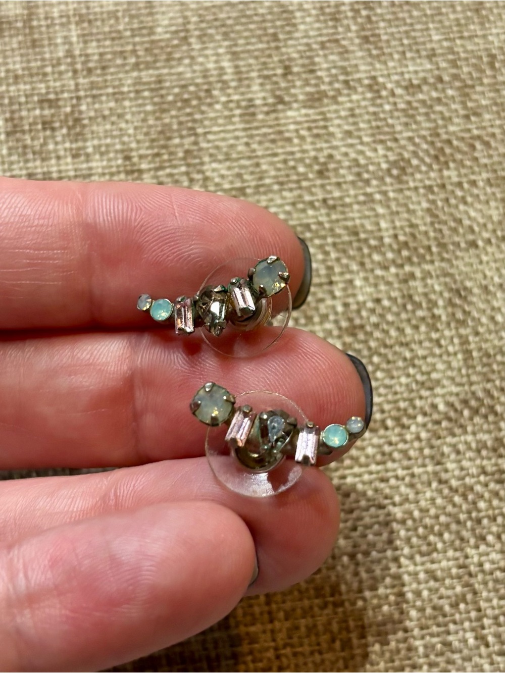 3/$20 - Anthropologie Mint and Silver Crystal Ear Climbers